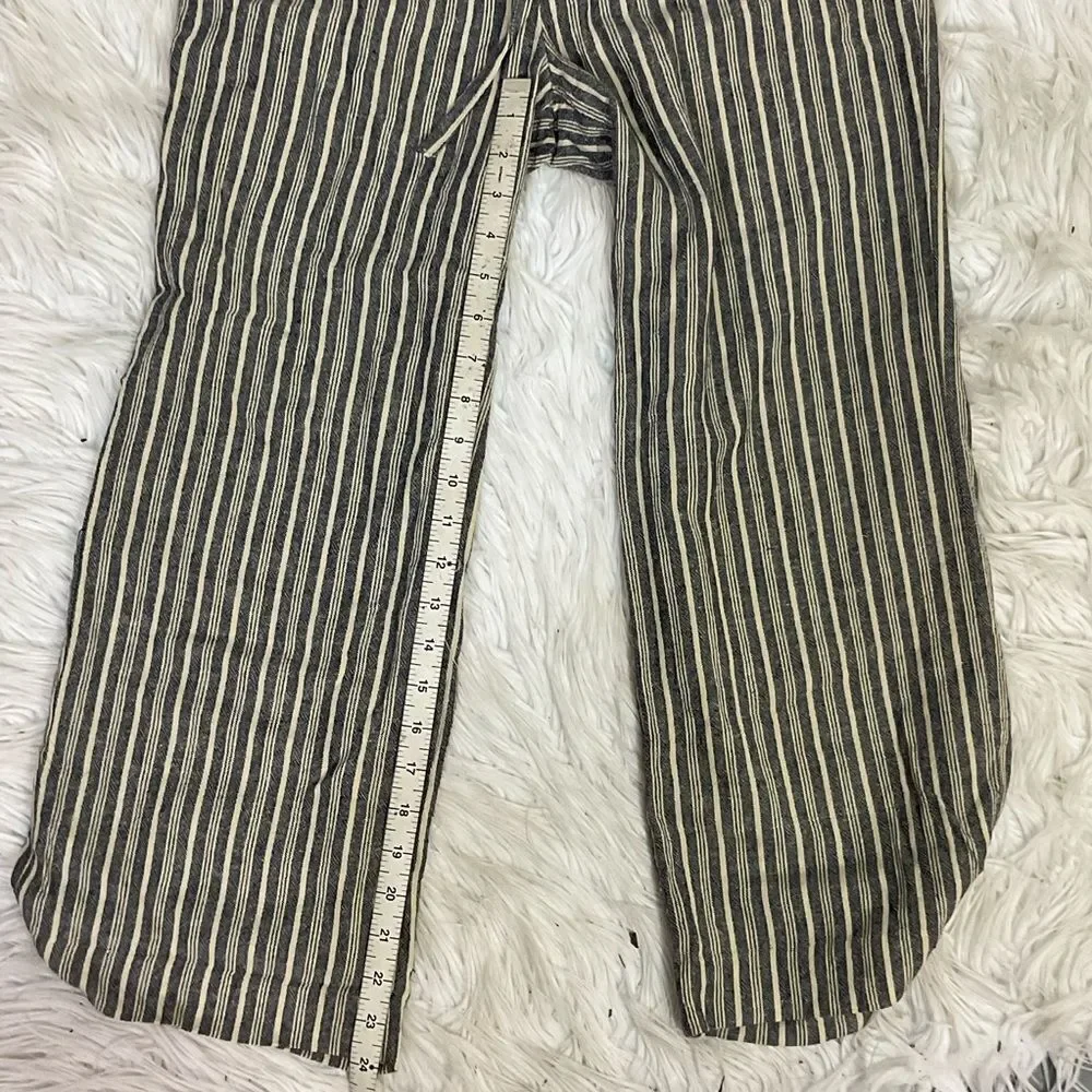 Urban Outfitters Y2K Stripes Blue Linen Drawstring Pull On Cropped Pants S